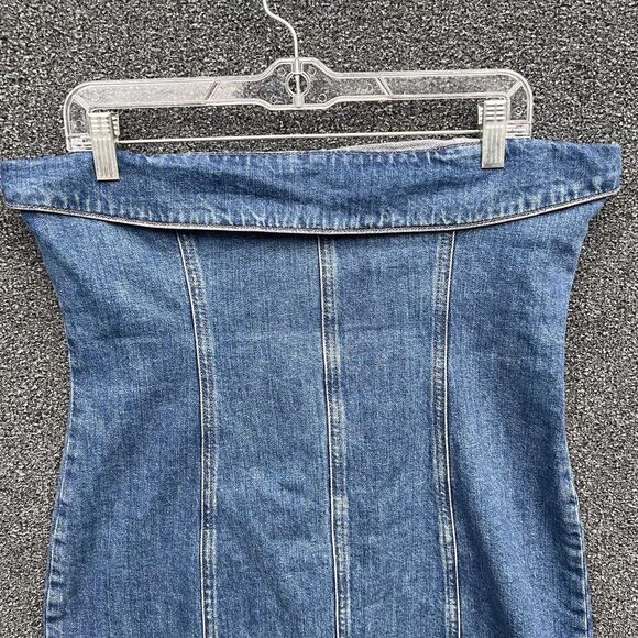 Reformation Marilyn Denim Blue Sleeveless Mini Dress Zip Up Size 10 - Picture 3 of 11